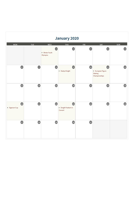 Responsive Monthly Calendar #1