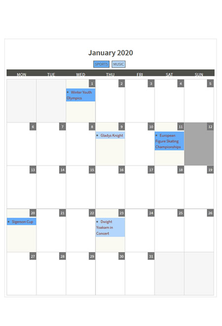 Responsive Monthly Calendar #2